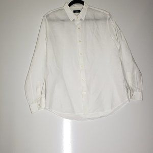Theory Men's Sz L Rammy Rotuma White Long Sleeve Button Down Linen Cotton Shirt